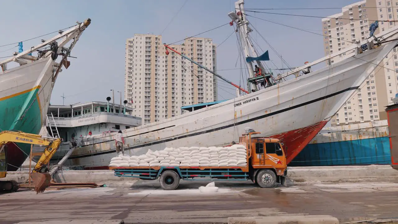 Long Shot of a Boat in Jakarta