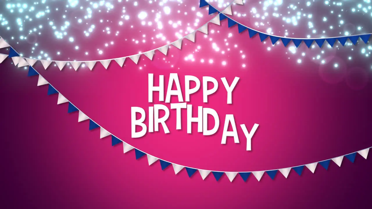 Animated closeup Happy Birthday with colourful garland text