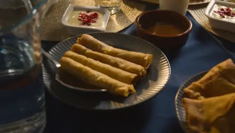 Muslim Family Table At Home Set For Iftar Meal Breaking Daily Fast During Ramadan 7