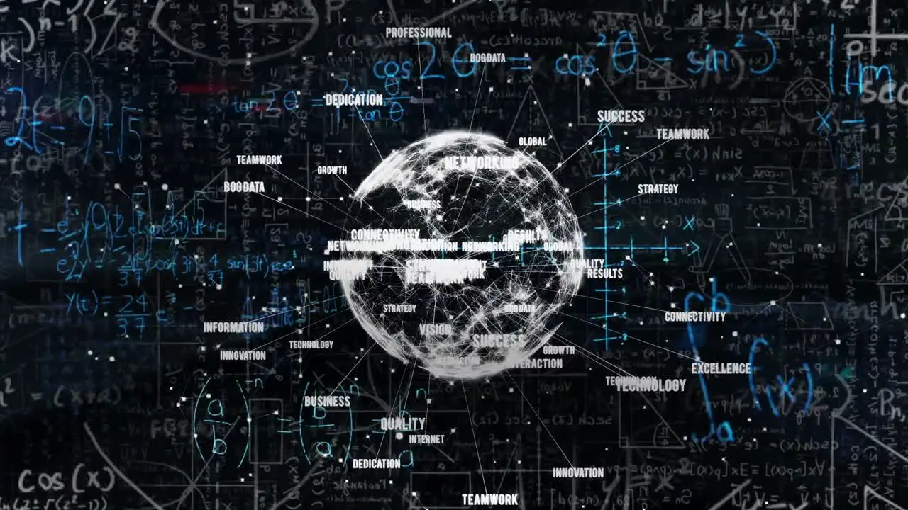 Animation of network of connections over mathematical equations