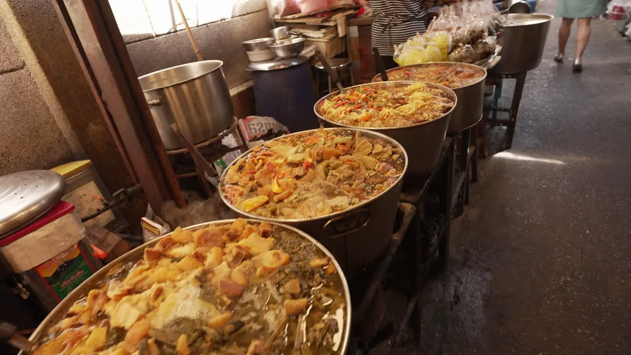 Chinese Food Being Sold at Traditional Market in Chinatown in Bangkok Thailand