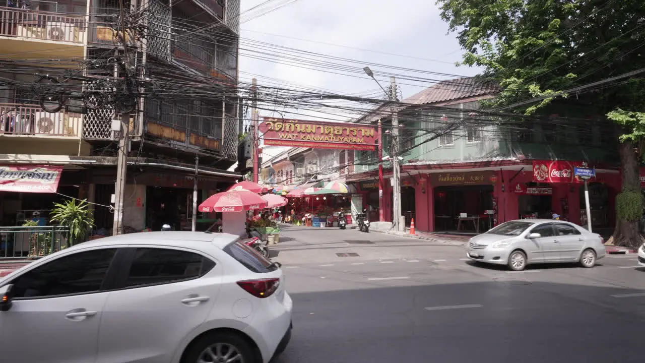 Busy City Traffic in Chinatown Downtown Bangkok Thailand