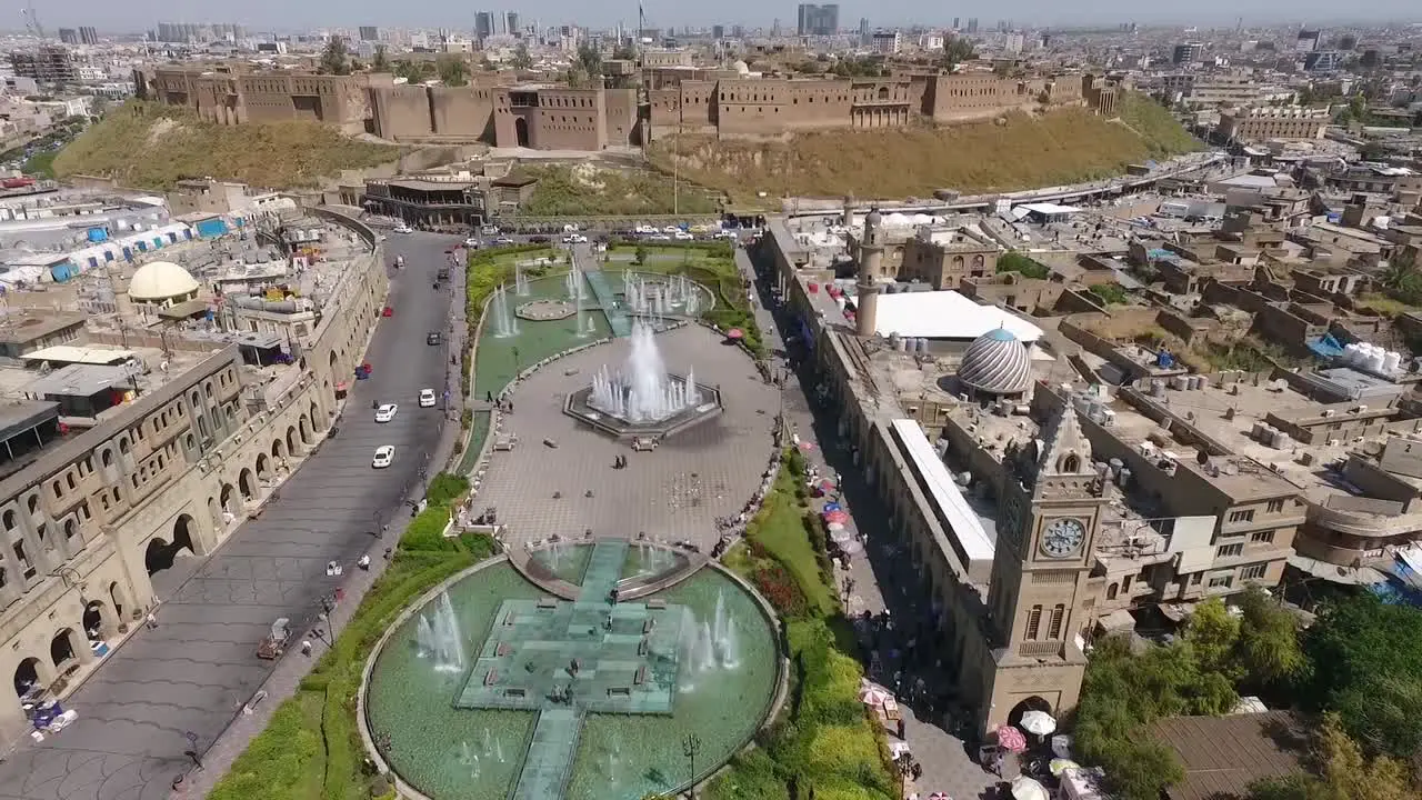 aerial footage of Archaeological Citadel of Erbil