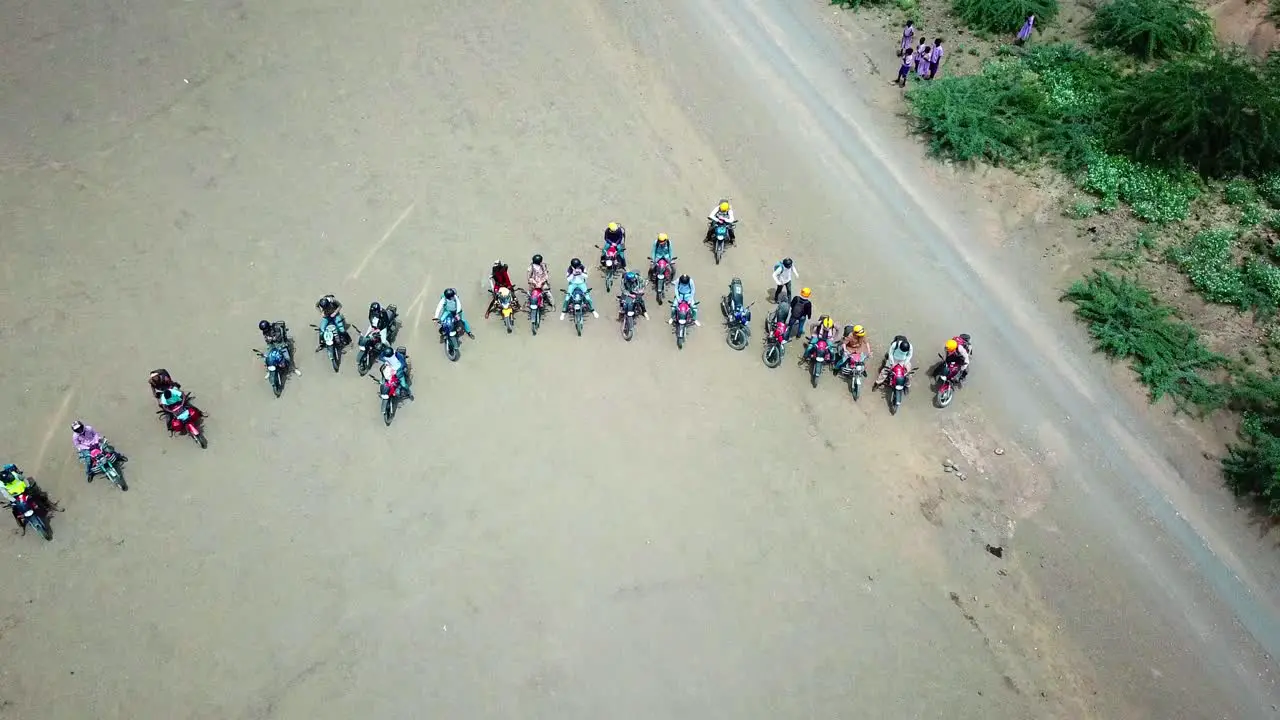 Group Of Motorcycle Riders Ready To Travel Around Lake Magadi In Kenya