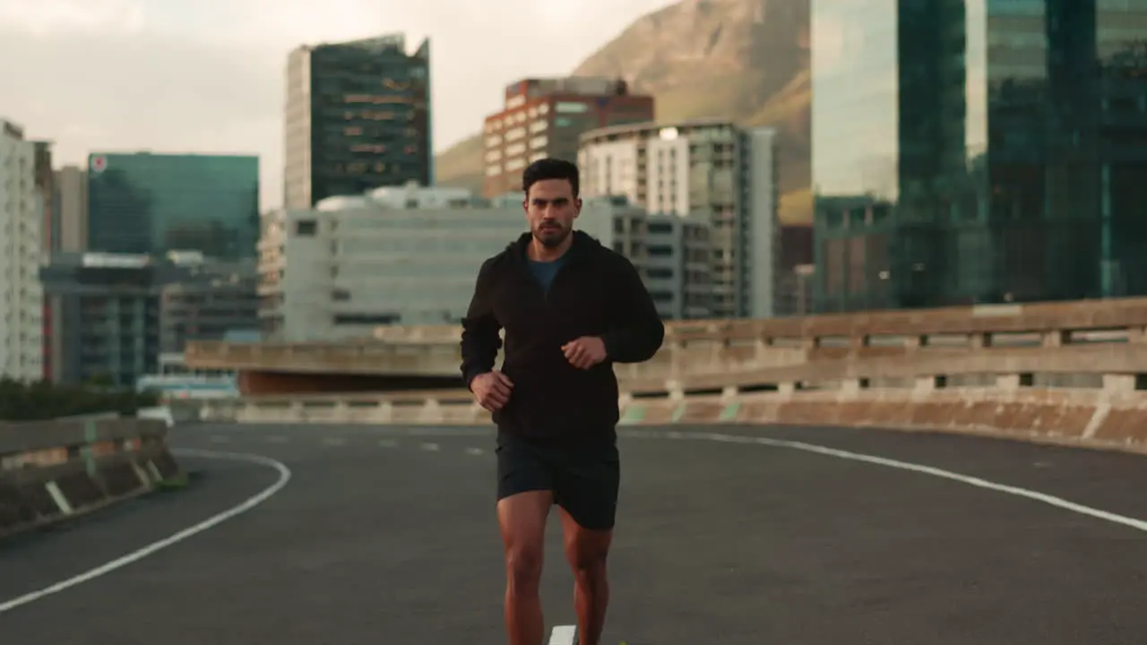 Fitness running and man in a city street