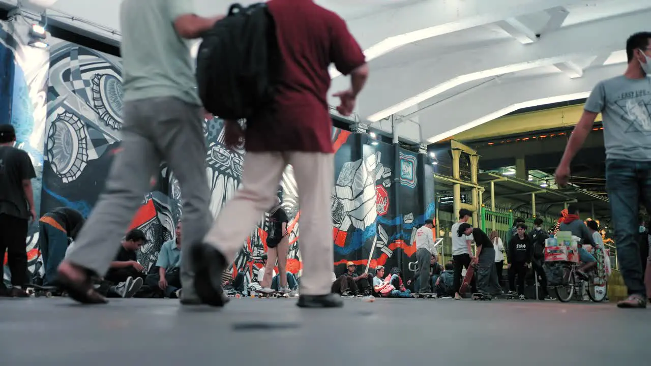 Low Angle Shot of People Walking in Jakarta