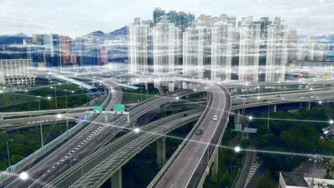 Aerial grid connection of smart city