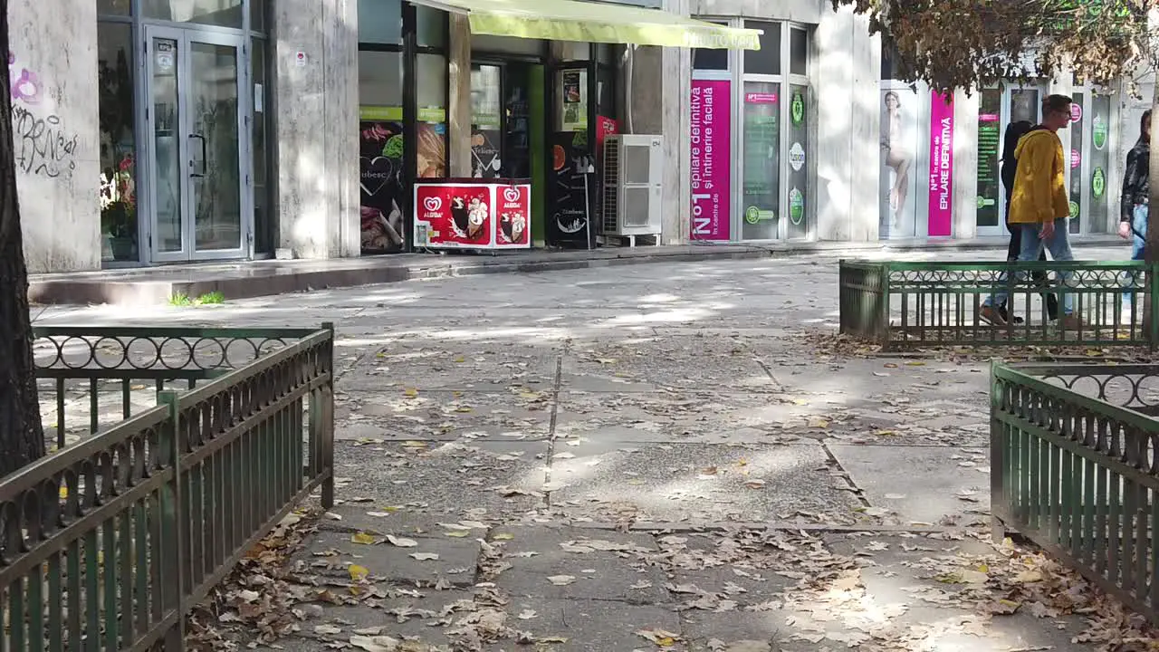 Bucharest Romania September 2019 Walking on the boulevard on a sunny day with buildings near