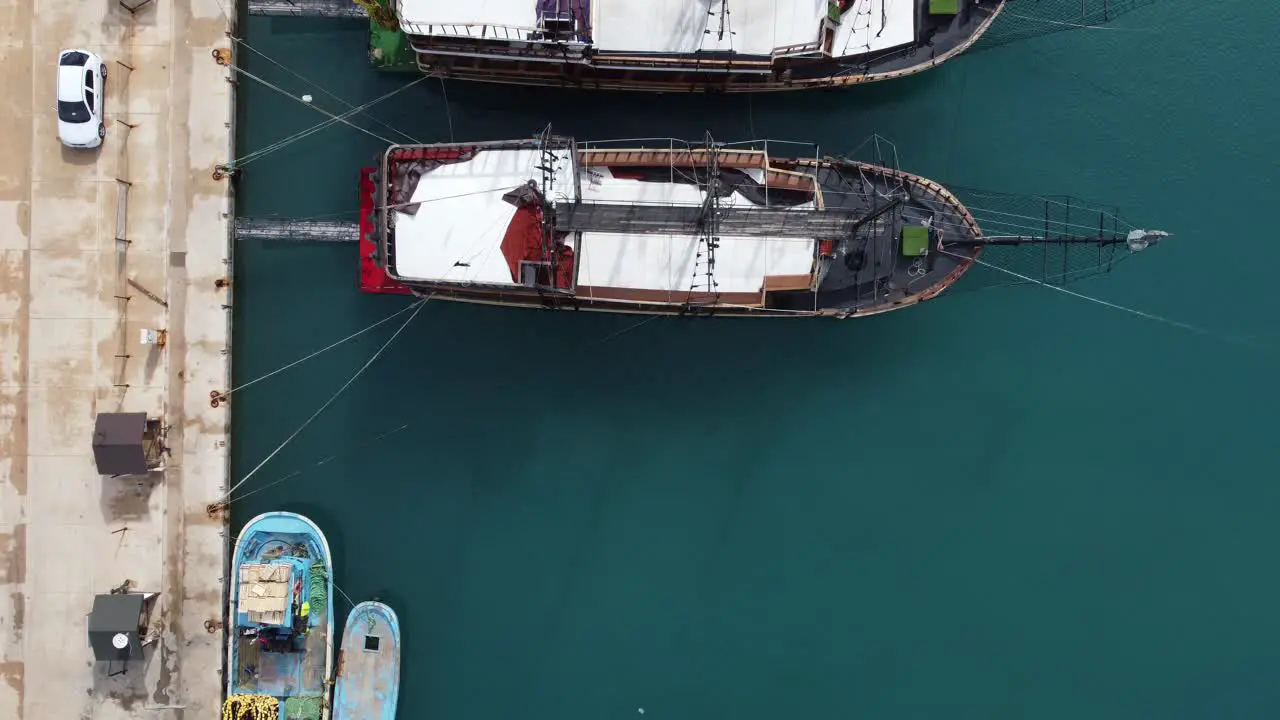 Aerial View Boats Moored Marina