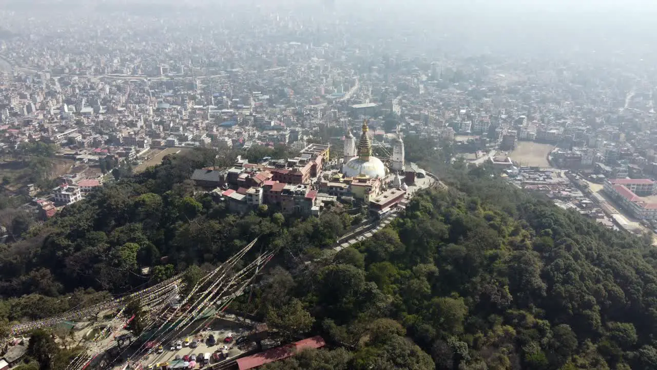 The Swayambhunath Stupa on a hill in the middle of the city of Kathmandu Nepal