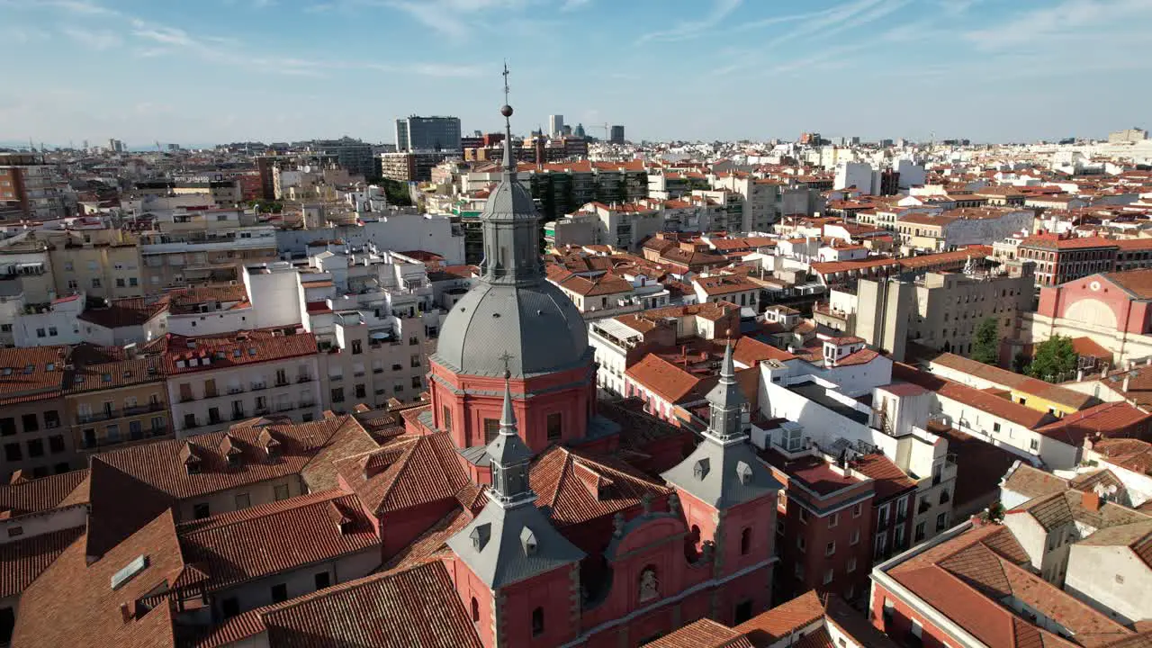 Drone View of Santiago el Mayor Church Madrid City in Spain