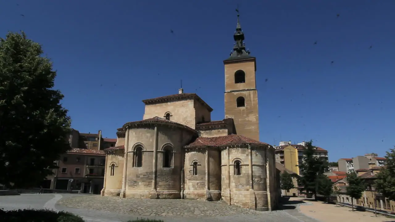 Segovia San Millan church with many swallows