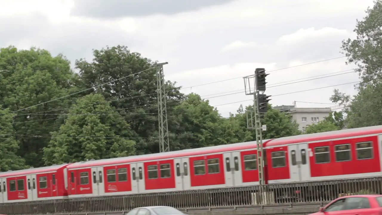 Red train in Hamburg