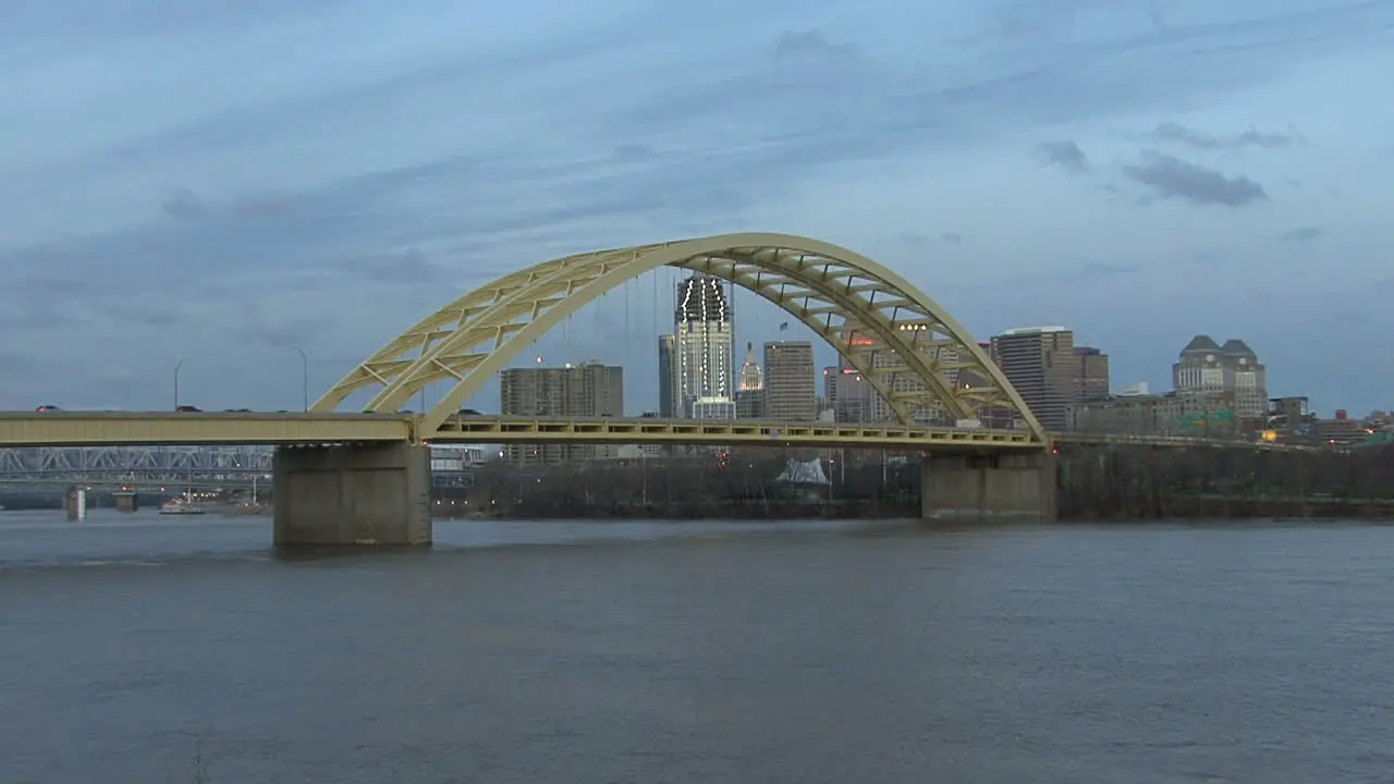 Cincinnati Ohio river bridge evening