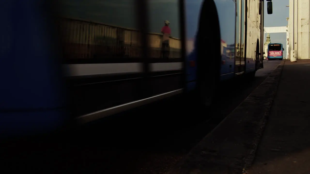 Low Angle Shot Of Vehicles Travelling From Buda