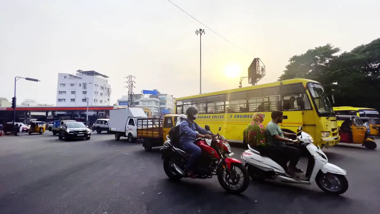 A side view of traffic jam on a freeway