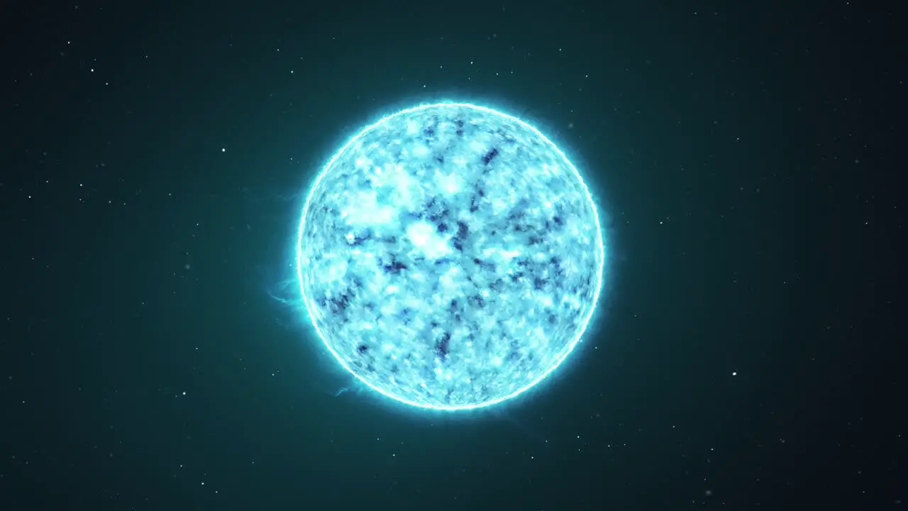 Blue star in outer space with a backdrop of stars orbit 3D animation