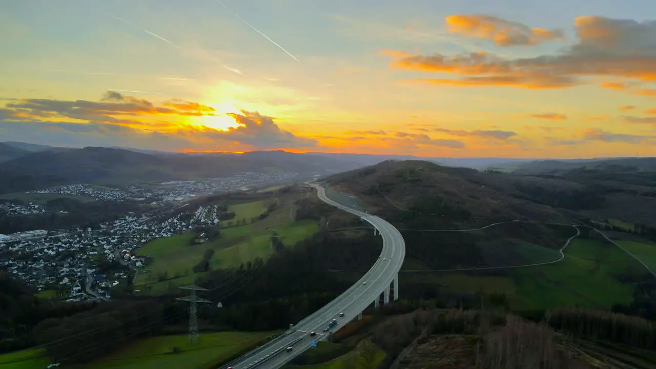 A Drone's View of the Tranquil Infrastructure on North Rhine-Westphalia's Tallest Autobahn Bridge