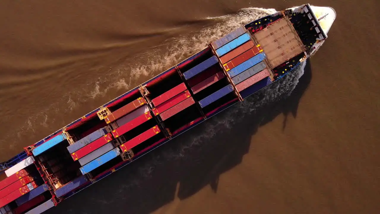 Aerial View Over WEC de Hoogh Cargo Ship Along Oude Maas