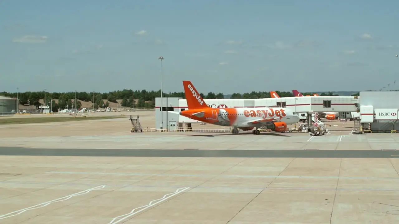 EasyJet Plane at Airport Terminal