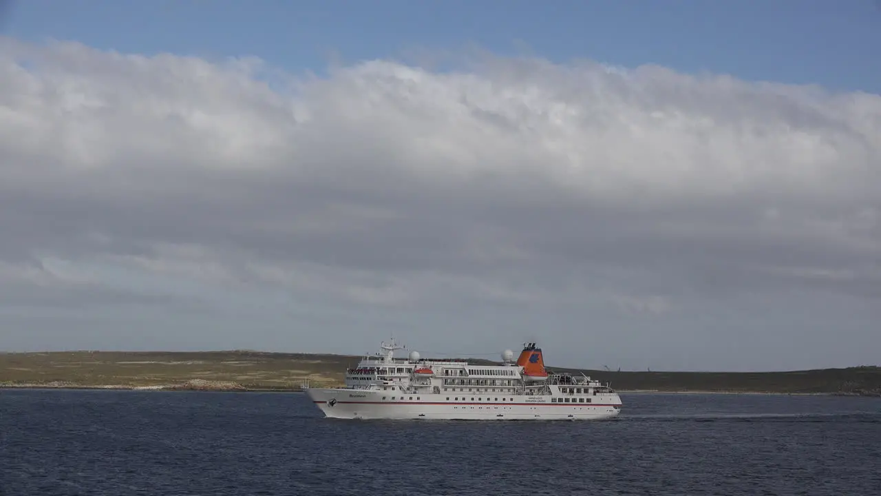 Falklands Expedition Ship Sails By