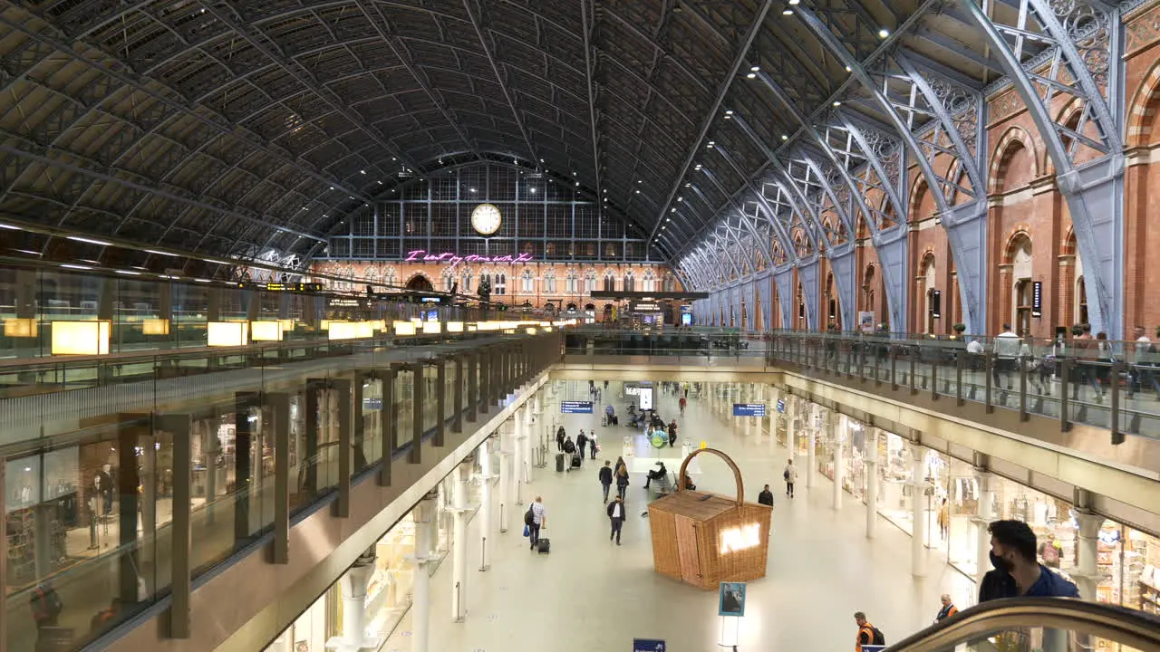 Evening in St Pancras International Train Station London UK