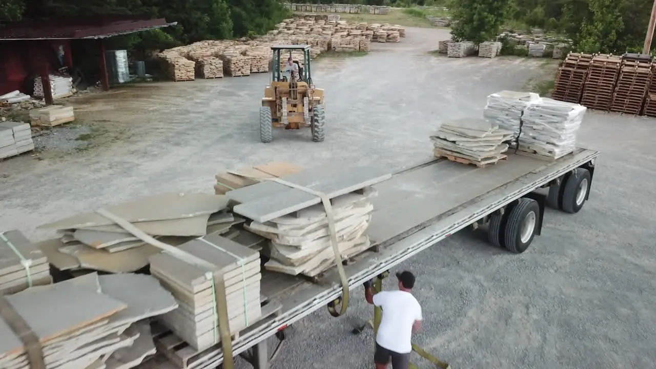 Building stone loaded onto a truck