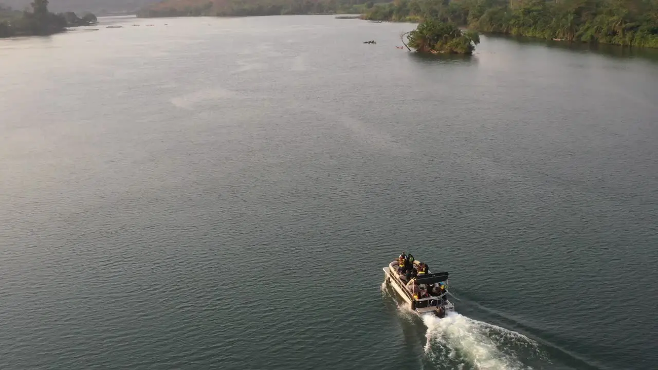 cruise boat with people on river