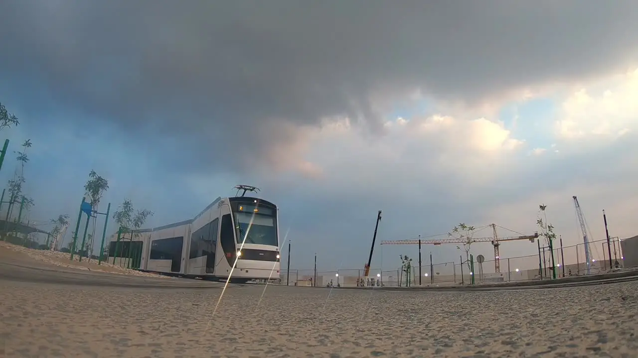 A view of Education City Tram which is a travel option that aims to reduce vehicle use and emissions around Education City  Doha Qatar