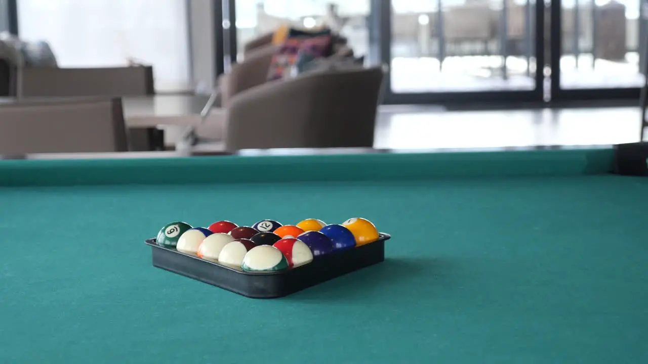 Top view of billiard balls on the table