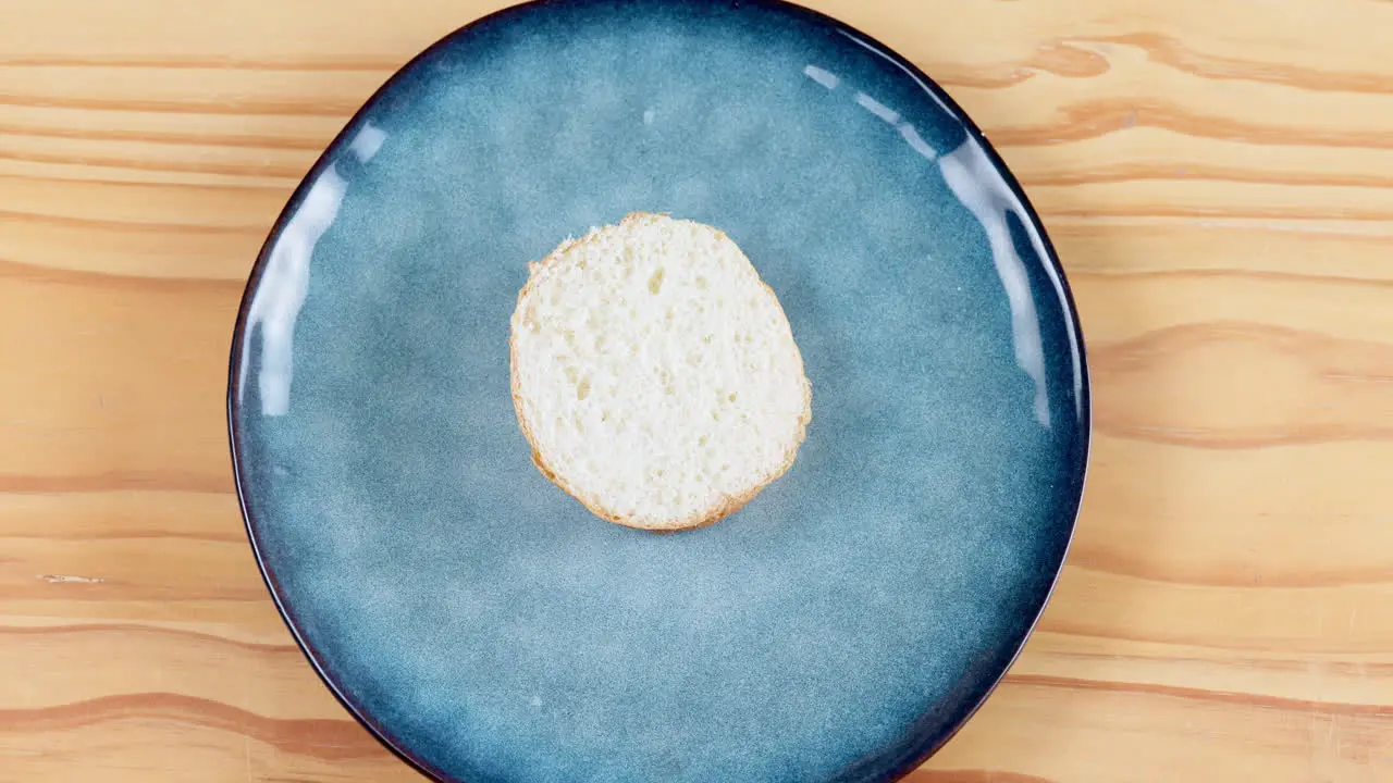 Person hand and burger in Timelapse for delicious