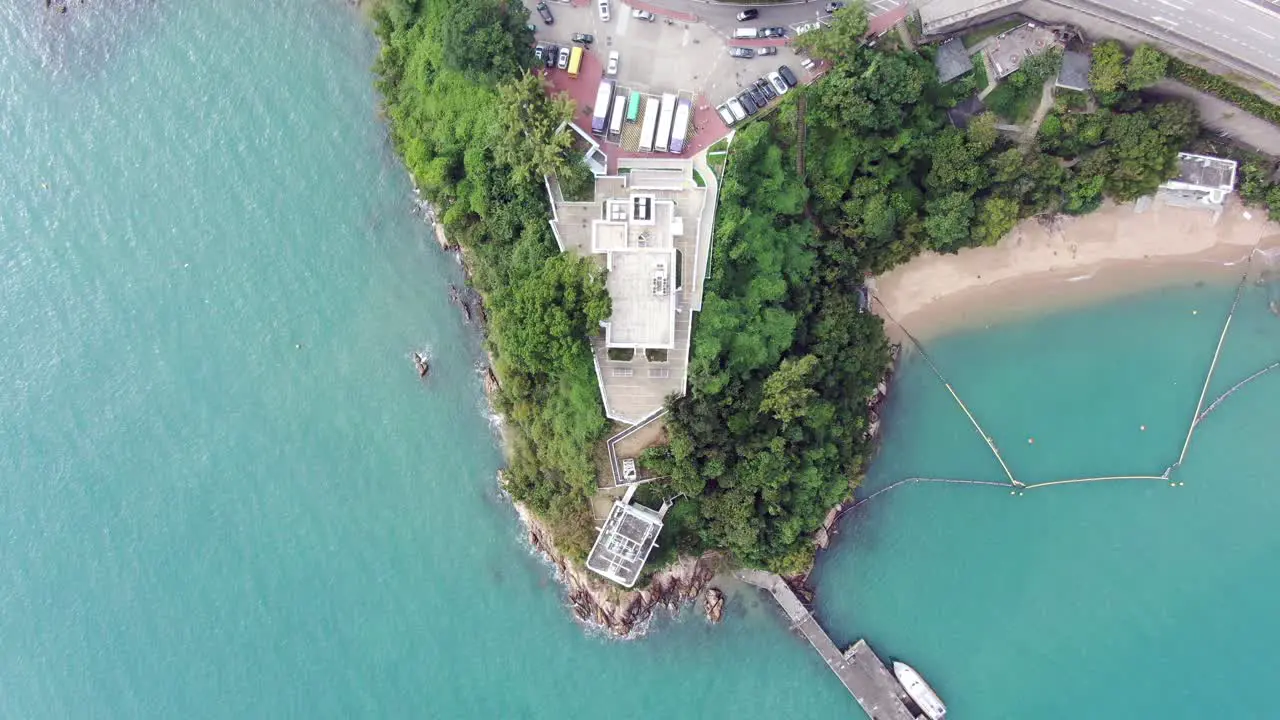 Communication and Radar tower in Hong Kong bay Aerial view