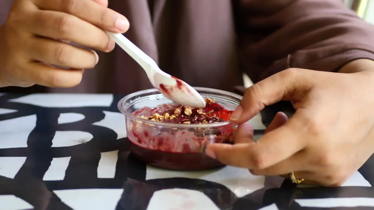 Healthy breakfast blueberry and strawberry overnight oatmeal