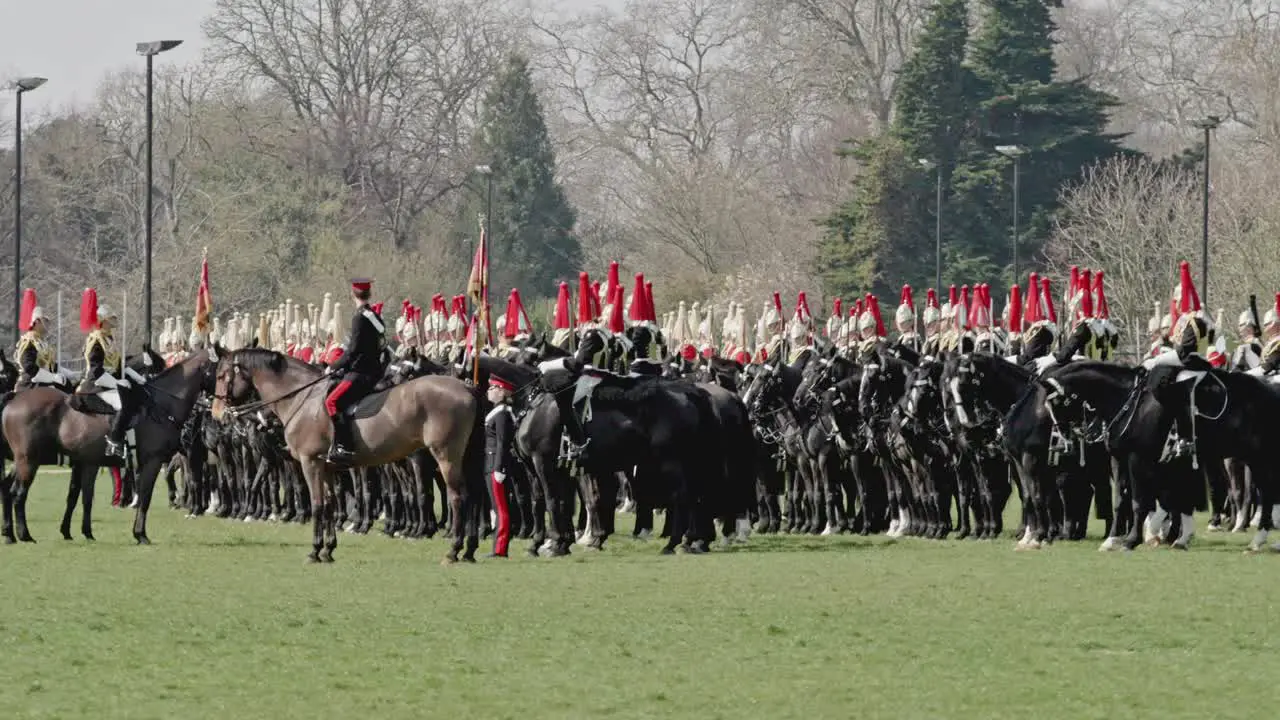 Blues and Royals prepare for the Major Generals Inspection in preparation for the Queens Platinum Jubilee