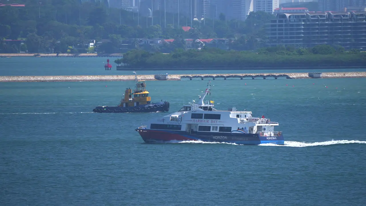 Ships in sea slow motion Singapore