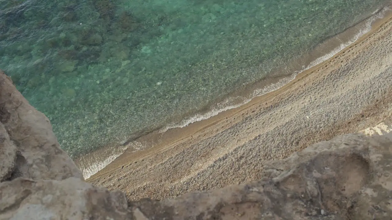 Mediterranean Sea and Beachfront from Top Of A Cliff in Cyprus Slow Motion