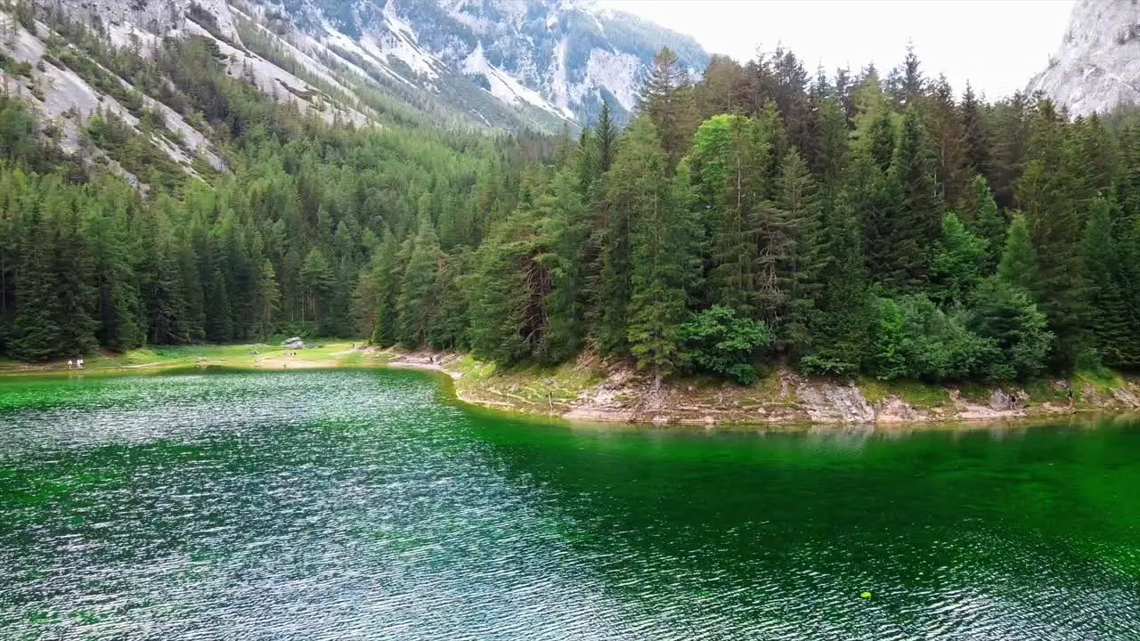 AREAL Green Lake Styria Austria forward movement wide shot