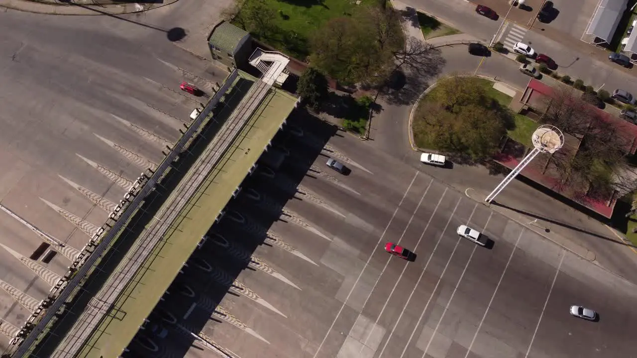 View of a toll booth on the highway where cars and trucks are passing after payment of toll amount