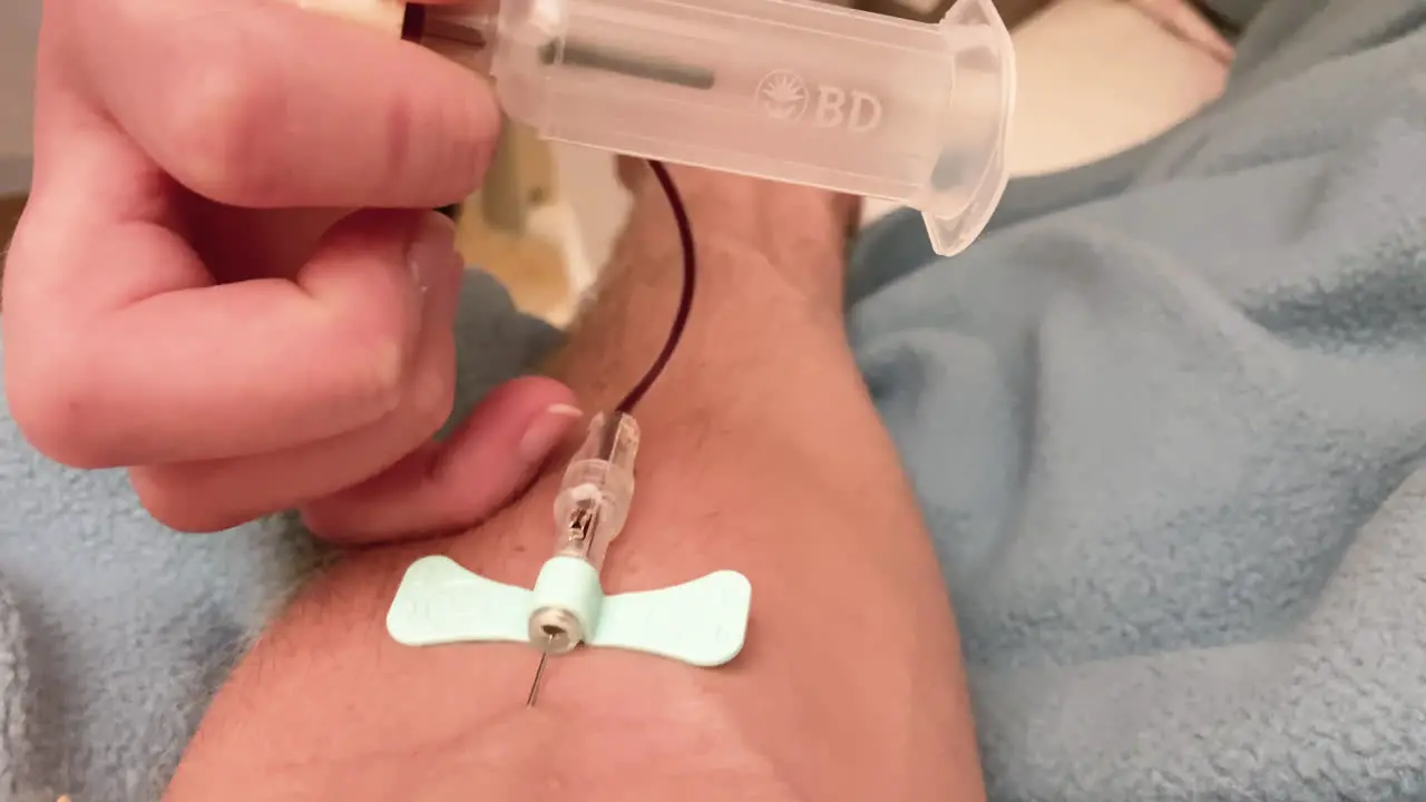 Blood being extracted from a patient for testing