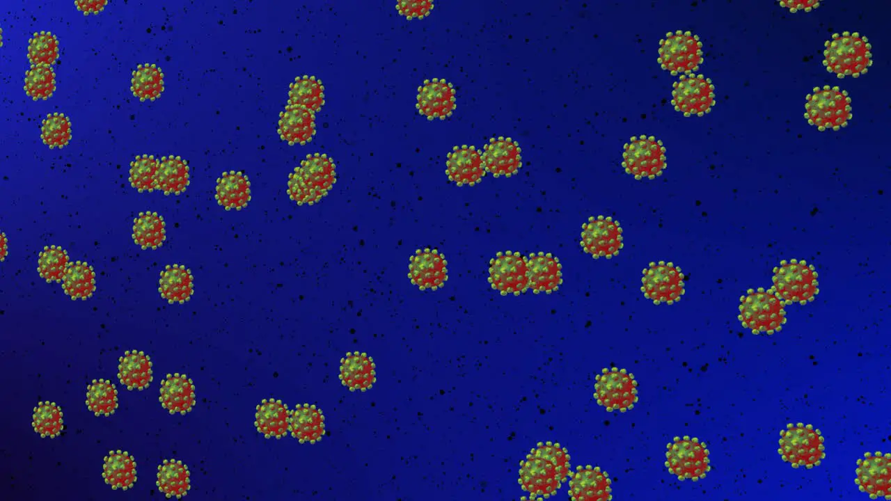 Virus cells floating in a blue liquid background