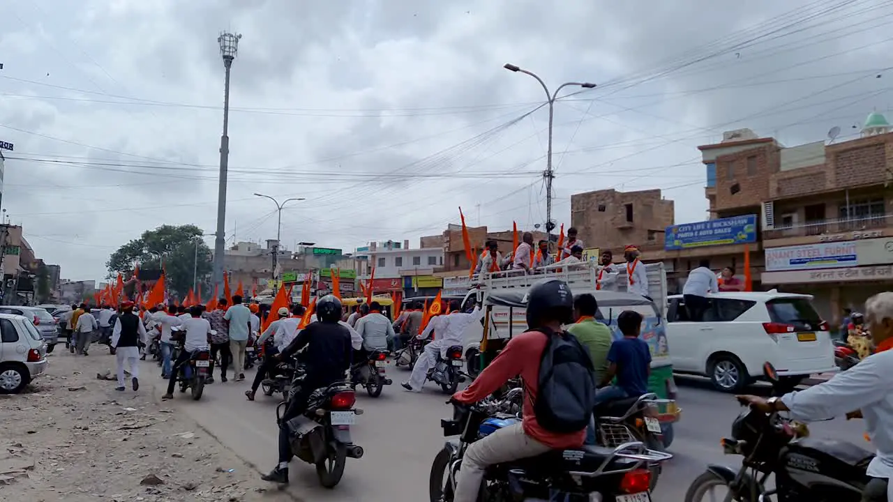 street rally of local leader on hinduism and against corruption of government at day video is taken at jodhpur rajasthan india on Aug 13 2023