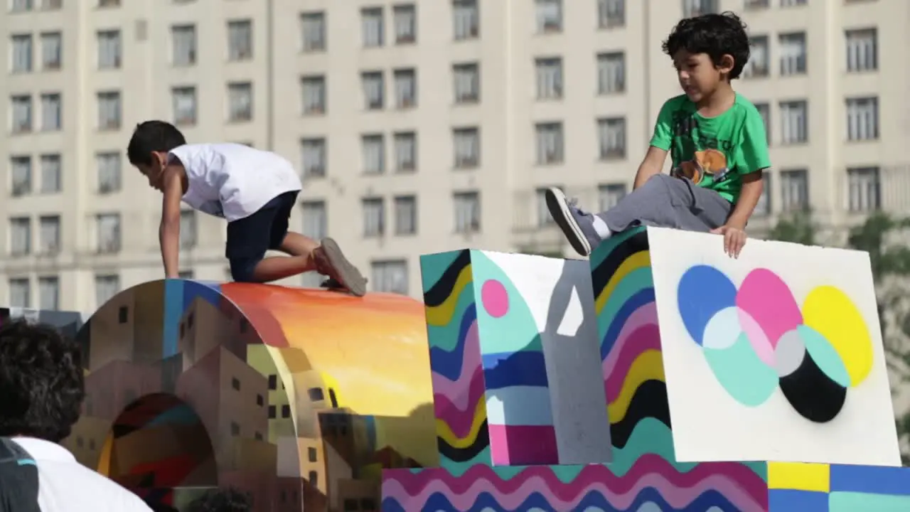 Children playing at Praca Maua in Rio de Janeiro Brazil