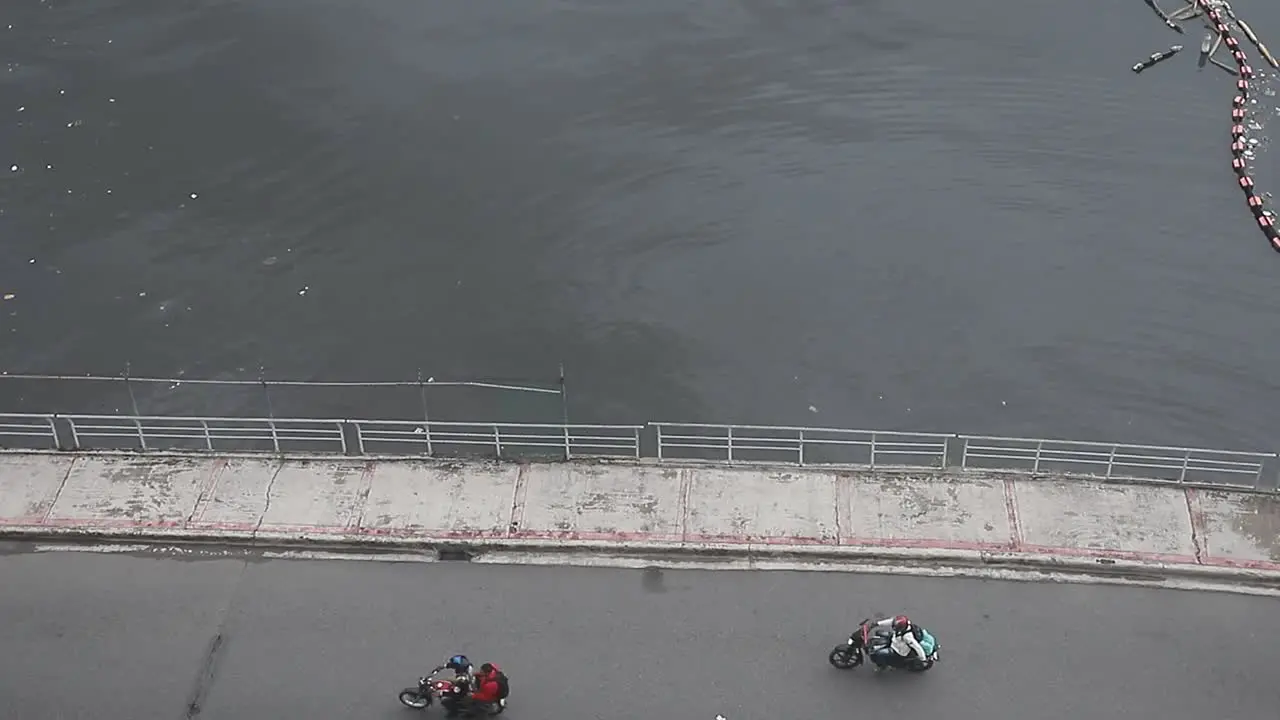 drone view busy street of vehicles near the bay bridge in santo domingo high definition video