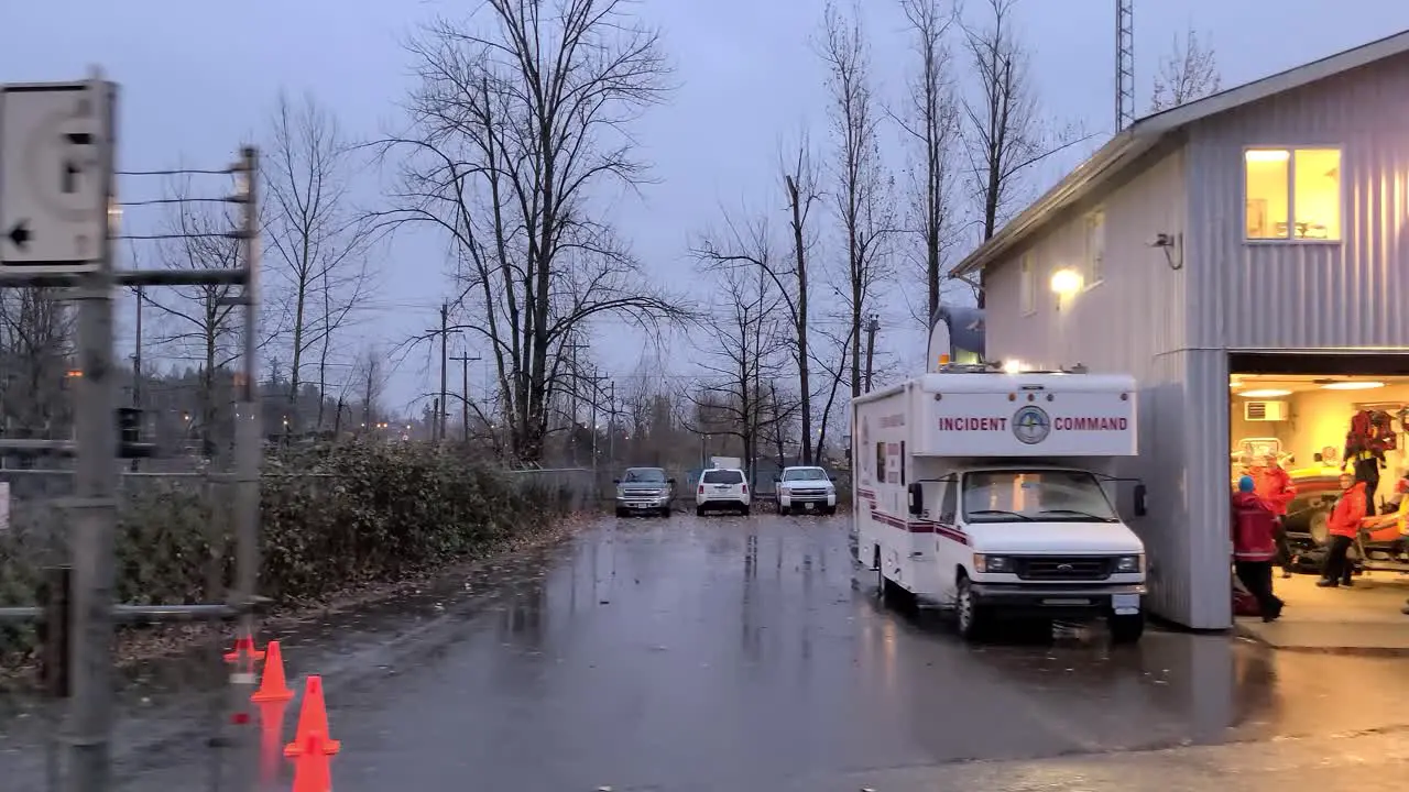 Driving Past Search And Rescue Command Building With Workers Waiting To Be Dispatched In Abbotsford Canada on Nov 27 2021