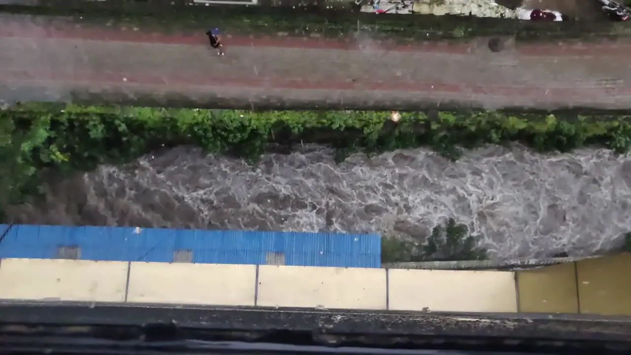 A man running in the rain