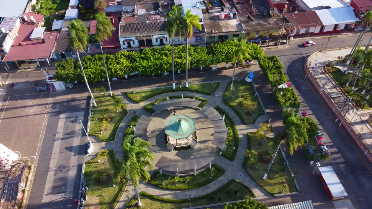 beautiful aerial view with drone of the parks in the city of Ixhuatlan del cafe Veracruz Mexico