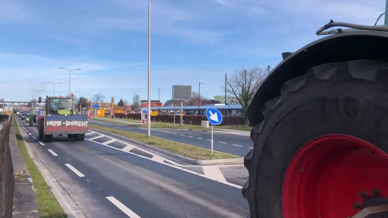 Dutch farmers on their way to protest in central Hague Netherlands