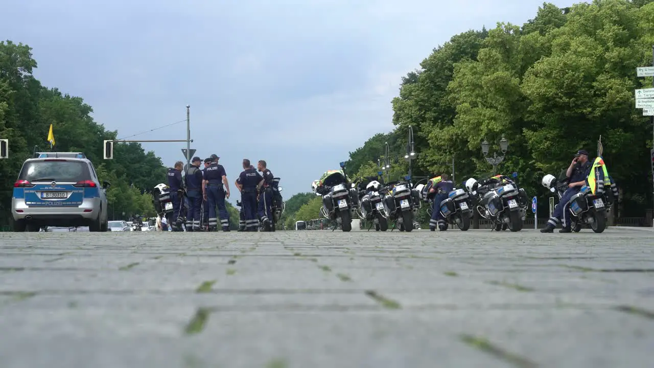 German Police Gathered in Street in Berlin Germany