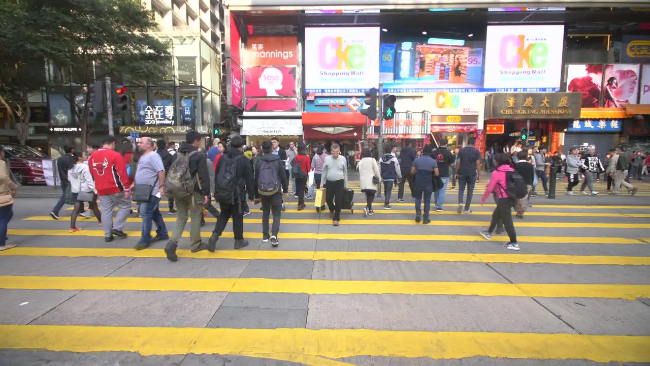 Crowds Crossing the Street in Hong Kong