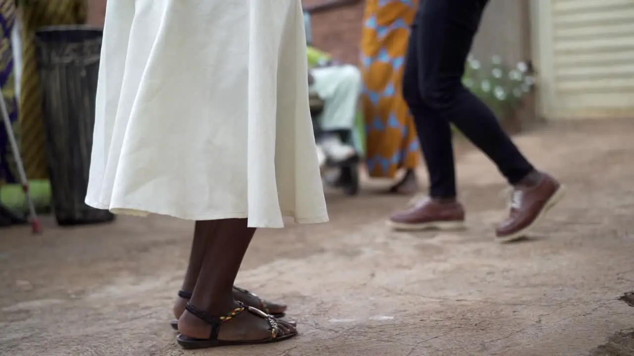 Two people dancing a traditional dance in Rwanda slow motion